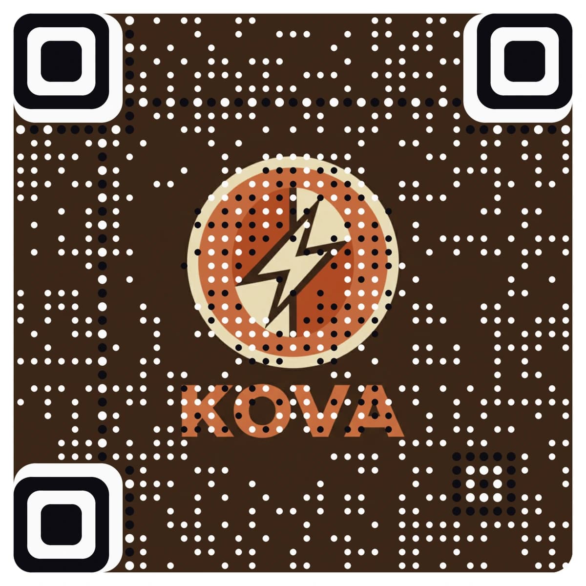 An AriaQR art code made from a brand logo with a lightning bolt