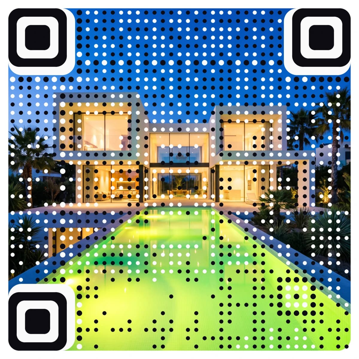 Luxury Villa recreated as a scannable QR code — real estate QR code art by AriaQR