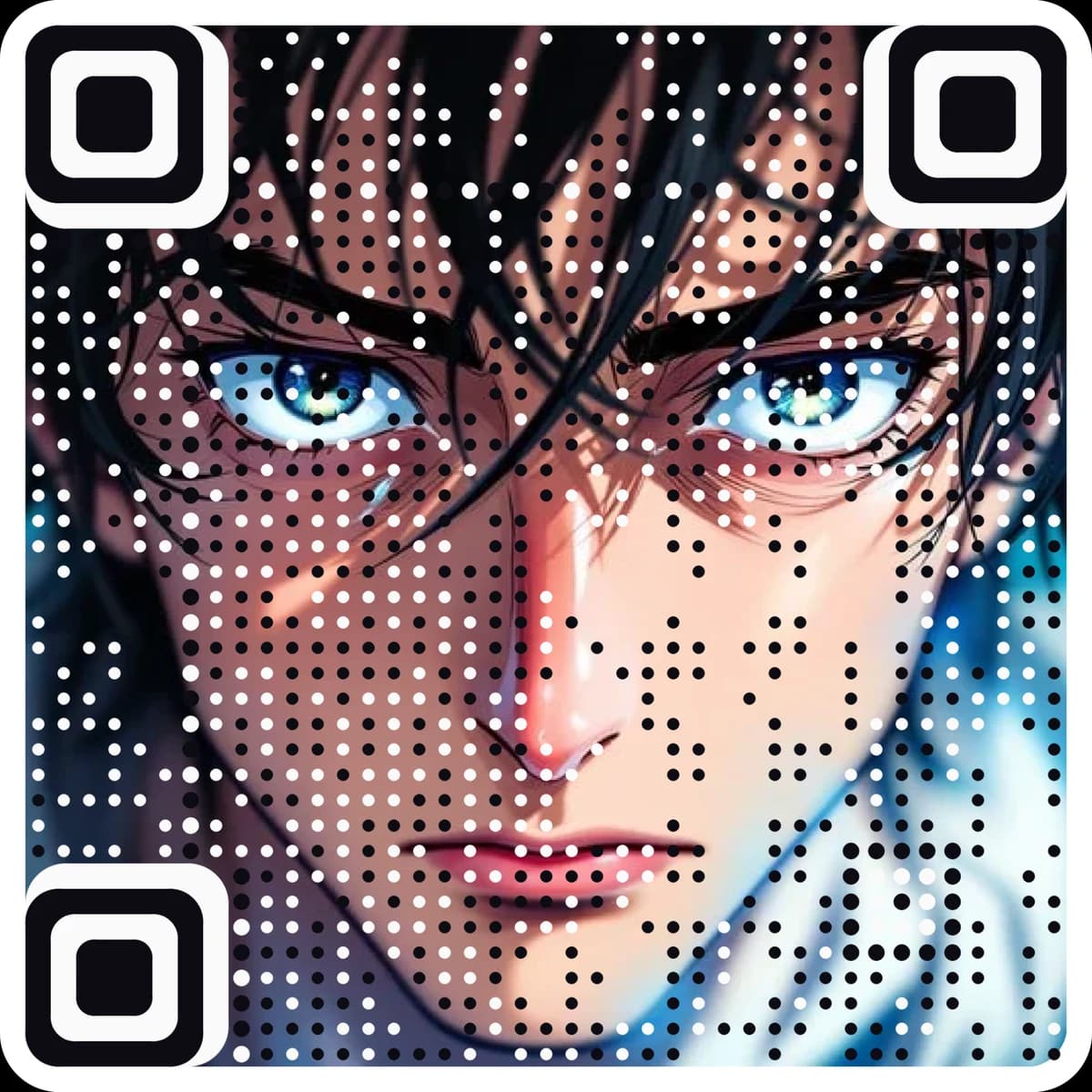 Portrait recreated as a scannable QR code — portrait QR code art by AriaQR