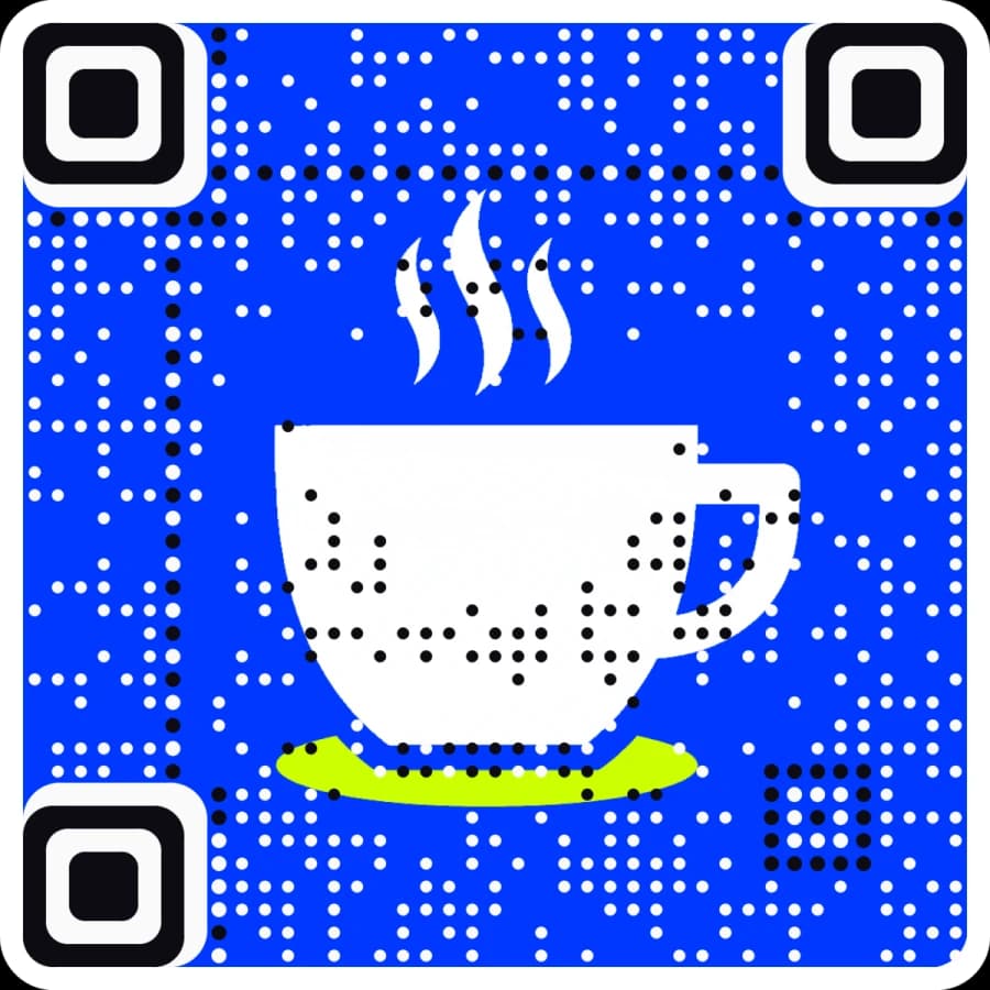 An AriaQR GS1 product code carrying a GTIN and batch ABC123, made from a coffee cup logo.