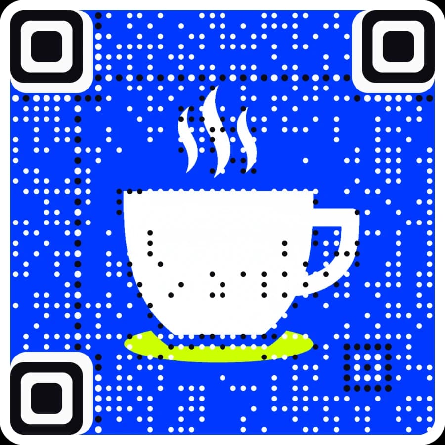 An AriaQR GS1 product code made from a coffee shop logo: the cup is the code, and it carries GTIN 09506000134352.