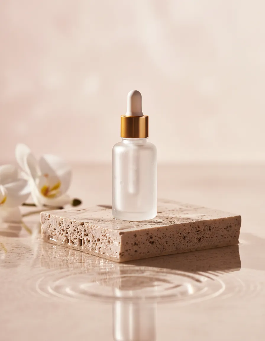 A product photo of a serum bottle being uploaded
