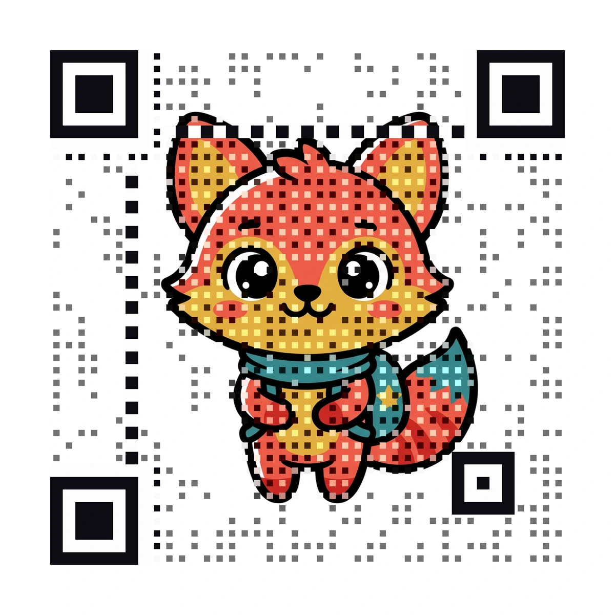 Mascot rendered as a scannable AriaQR code
