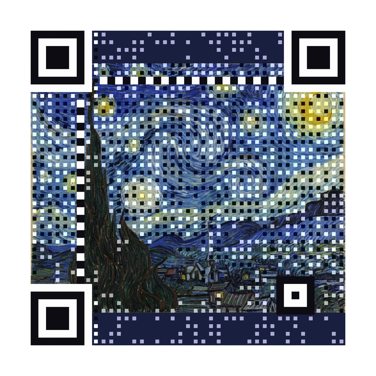 Fine art rendered as a scannable AriaQR code