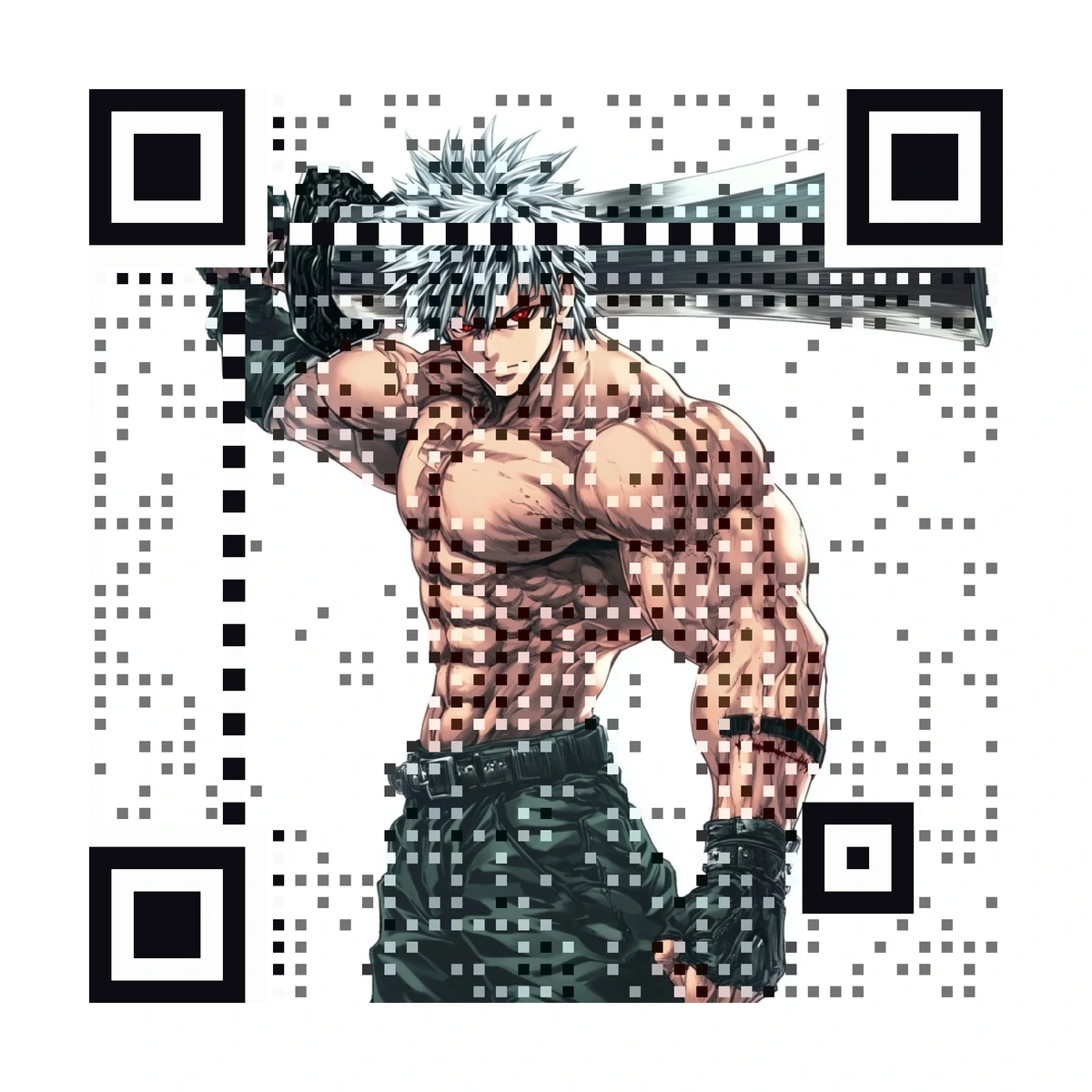 Character art rendered as a scannable AriaQR code