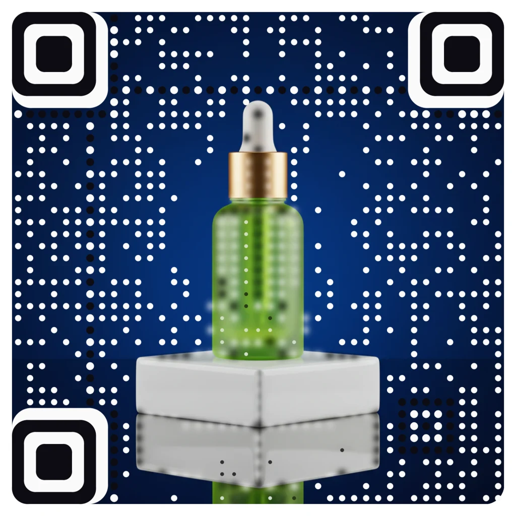 Scan me: a real AriaQR code A real AriaQR code made from that same serum bottle photo