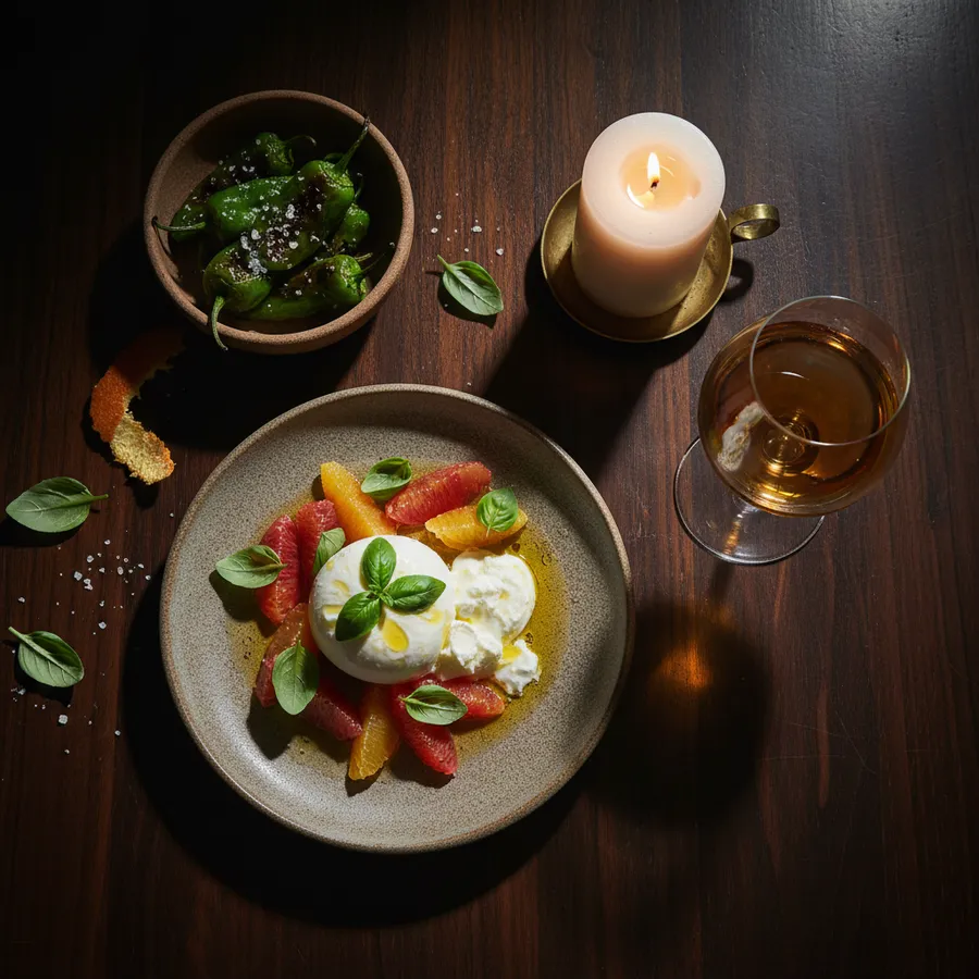 Burrata and peppers