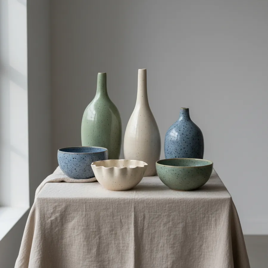 Glazed vases and bowls